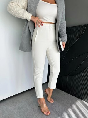 Zr Model Orijinal Marka Fileto Detaylı Kumaş Pantolon Dar Paça Pantolon
