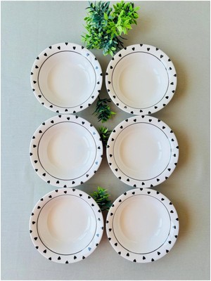 Siyah Kalp Model Modern 6 Adet Çorba Kasesi