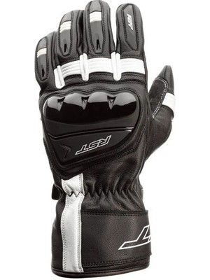 RST Pilot Uzun Kışlık Motosiklet Eldiveni Siyah Beyaz Aşınmaya Dayanıklı Deri Malzeme ile Güvenli Kullanım