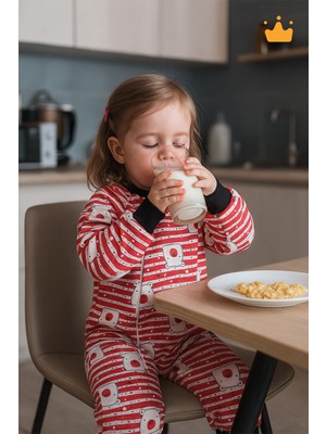 Kız Erkek Çocuk Uyku Tulumu 2.5 Tog Kalın Elyaf Dolgulu 2-9 Yaş Premium Kalite Kırmızı Ayı 6020