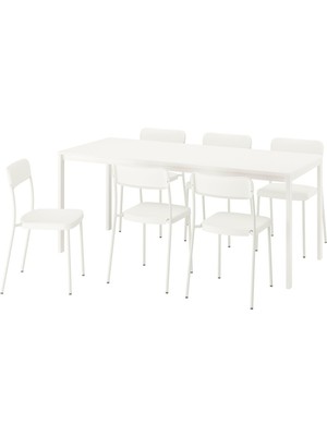 Yemek Masası Takımı, Beyaz, 6 Sandalyeli, Açılabilir, 120/180X74 cm