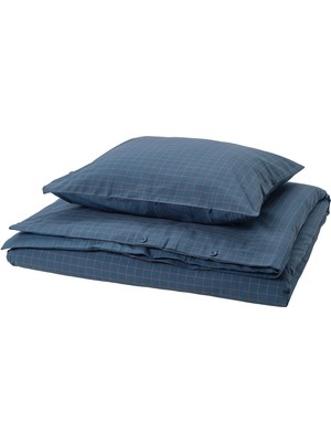 Tek Kişilik Nevresim Seti, Koyu Mavi-Açık Kahverengi, 150X200/50X60 cm