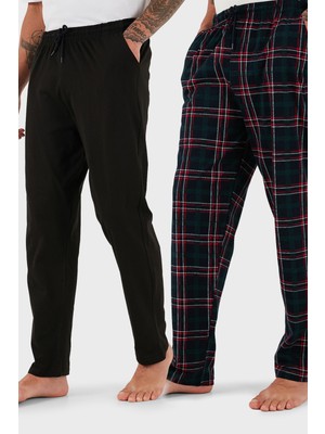 Buratti Pamuklu Regular Fit Normal Bel Düz Paça Cepli 2'li Paket Pijama Altı Erkek Pijama Altı 6574003S2