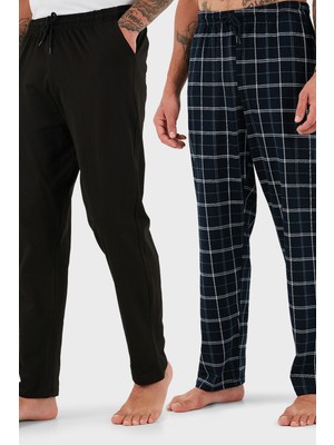 Buratti Pamuklu Regular Fit Normal Bel Düz Paça Cepli 2'li Paket Pijama Altı Erkek Pijama Altı 6574003S2