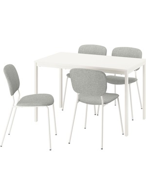 Yemek Masası Takımı, Beyaz-Tibbleby Bej/gri, 4 Sandalyeli, Açılabilir, 120/180X74 cm