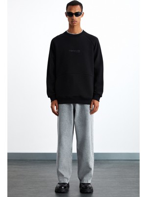 Grimelange NARON Erkek Pamuk-Polyester Siyah Sweatshirt