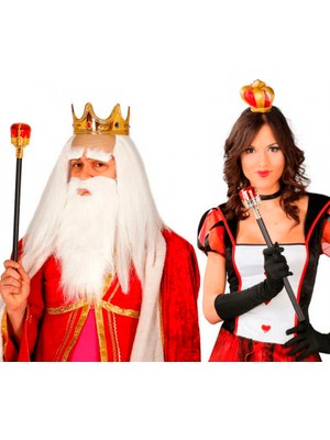 Kırmızı Topuzlu Kral Asası Kraliyet Asası 40 cm 1 Adet