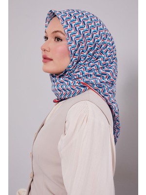 Kırmızı Zigzag Desen Soft Eşarp