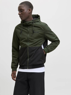Jack & Jones Jjerush Hood Bomber Noos Siyah-Yeşil Erkek Mont 12200208