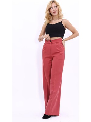 Korsaj Kemer Palazzo Pantolon-Kiremit