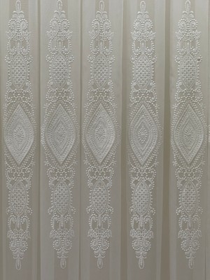 Taç Kort Desenli Tül Perde 1-3 Sık Pile