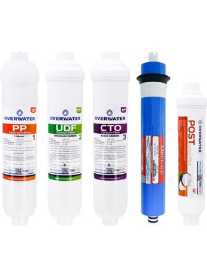 OverWater Kapalı Kasa Su Arıtma Cihazı 5 Li Inline Filtresi Seti 5 Aşamalı Özel Sarım Membran Filtre