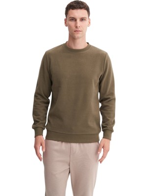 Erkek Slim Fit Pamuk Karışımlı Selanik Örgü Sweatshirt 56400