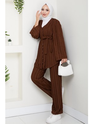 Ilgen Fırfırlı Ikili Takım 1610 - Kahve