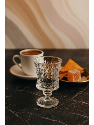 6 Lı Kristal Cam Kahve Yanı Su Bardağı Bardak 85ML