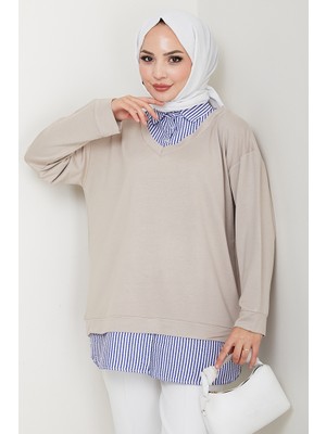 Gömlek Yaka Oysho Tunik 1612 - Taş