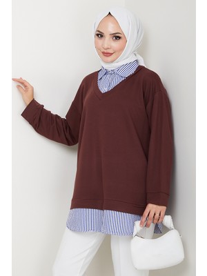 Gömlek Yaka Oysho Tunik 1612 - Acı Kahve