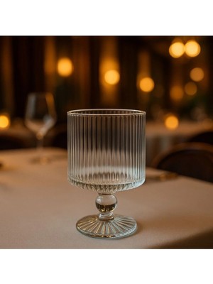 6 Lı Ayaklı Kristal Cam Meşrubat Kokteyl Bardağı Bardak 280ML