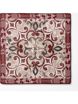 Kırmızı Desenli Twill Ipek Eşerp