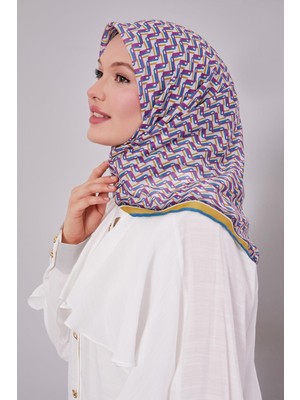 Yosun Yeşili Zigzag Desen Soft Eşarp