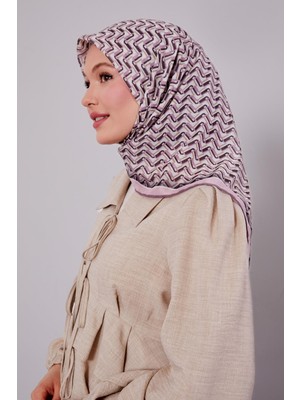 Pudra Zigzag Desen Soft Eşarp