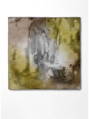 Sarı Desenli Twill Ipek Eşarp