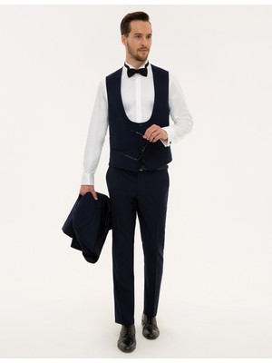 Pierre Cardin Erkek Lacivert Yelekli Damatlık Smokin 50220561-VR033
