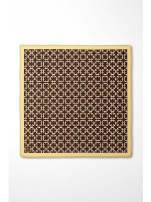 Sarı Eliptik Desen Twill Ipek Eşarp