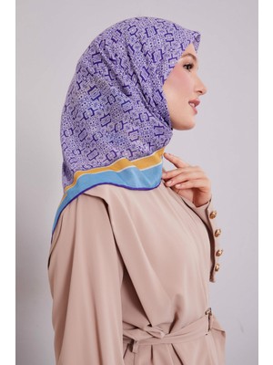 Mavi Puzzle Desen Soft Eşarp