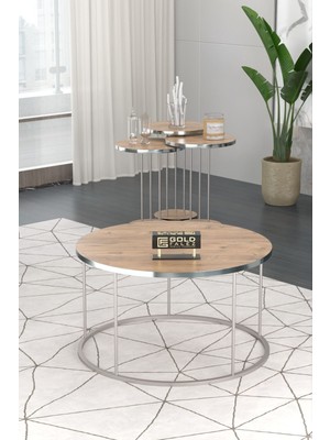 Orta Sehpa ve Zigon Sehpa Terra Set Gümüş Ceviz