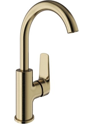 Tandem Döner Borulu Lavabo Bataryası Mat Altın