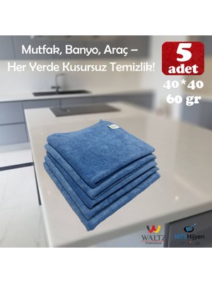 Mikrofiber Temizlik Bezi * 5 Adet – 40X40 cm Mavi