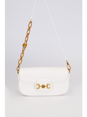 Bej Kilit Zincirli Omuz Çantası