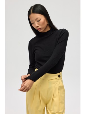 Serina Balıkçı Yaka Siyah Ince Triko