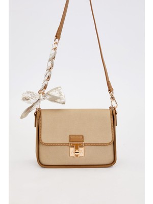 Yeşil Fular Bağlama Detaylı Omuz Çantası