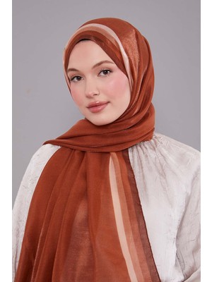 Kiremit Renk Geçişli Kehribar Şal