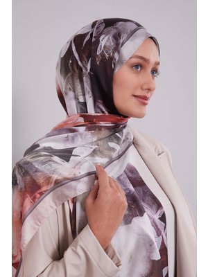 Bej Karışık Yaprak Desen Hint Ipeği Şal