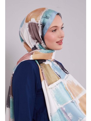 Mint Yeşili Dama Desen Twill Şal