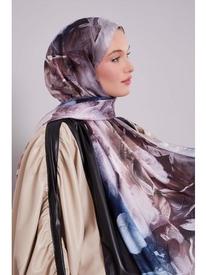 Krem Karışık Yaprak Desen Hint Ipeği Şal