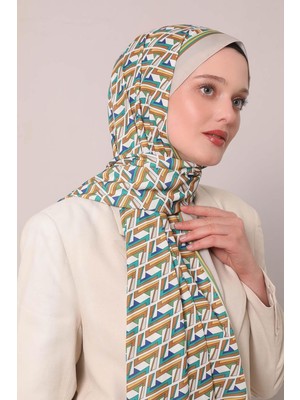 Bej Zigzag Desen Club Şal
