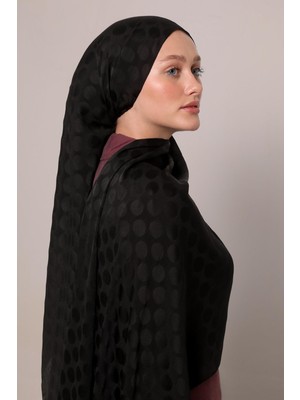 Siyah Benek Desenli Jakar Capri Şal