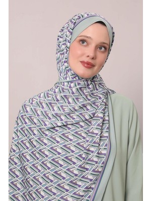 Mint Yeşili Zigzag Desen Club Şal