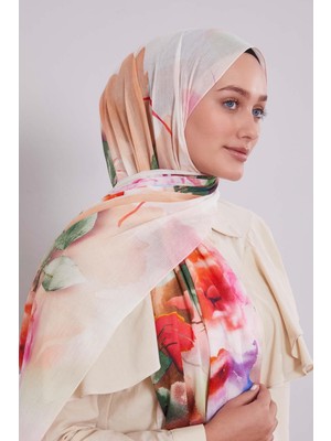 Pembe Ebruli Desen Pamuk Şal