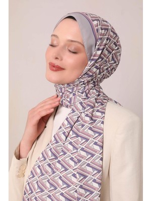 Eflatun Zigzag Desen Club Şal