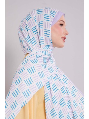 Lila Kare Çizgi Desen Club Şal