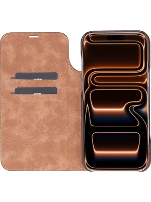 Apple iPhone 17 Pro Max Için, Hakiki Deri, El Yapımı, Cüzdanlı Slim Kılıf, Mag Safe ile Uyumlu, Iç Yüzeyi Kadife, Gölgeli Taba