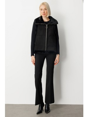 Ekol Içi Peluşlu Güderi Yelek Siyah 08501