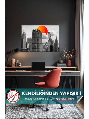 Güneşin Uyandığı Şehir - New York Yapışkansız Tutunan Akıllı Kağıt Poster