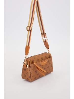 Koyu Kahve C8 Çizgi Kuşaklı Omuz Çantası