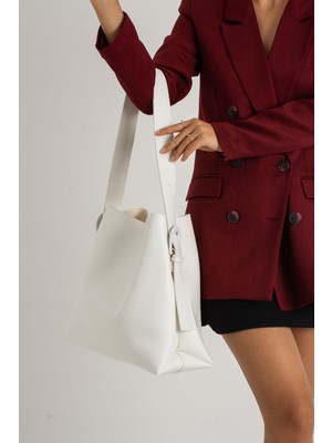 Içi Süet Yumuşak Deri Çıtçıt ve Fermuarlı Iç Bölme Büyük Boy Shopper Çanta